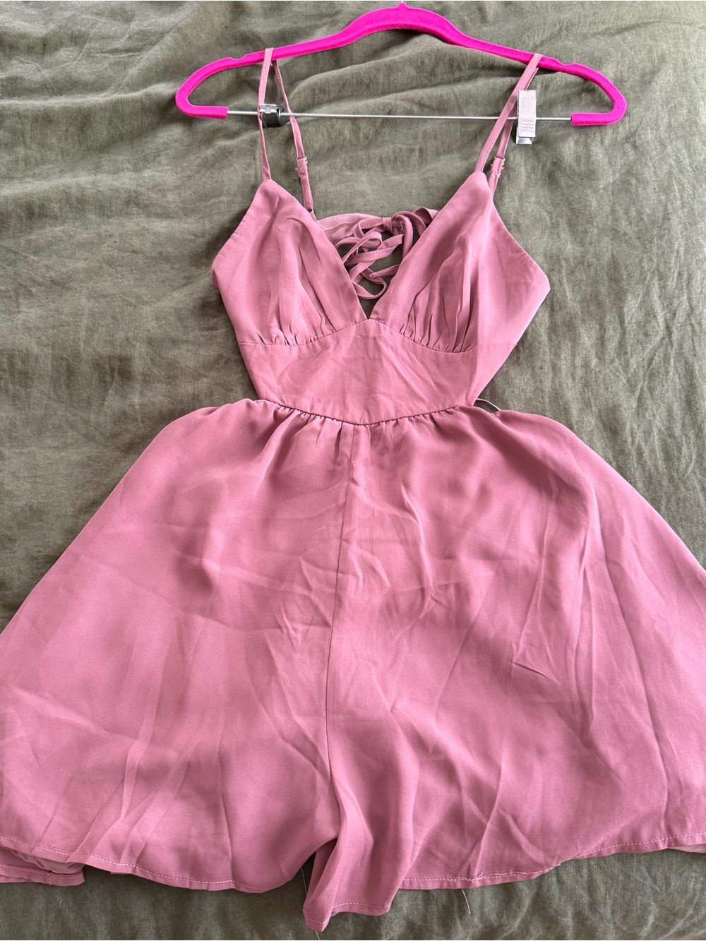 Princess Polly Mauve Pink Lace-Up Romper